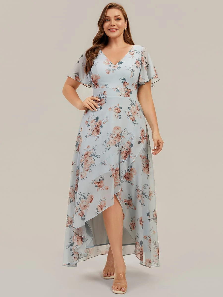 Floral Print and Flutter Sleeves Dress - Image 7