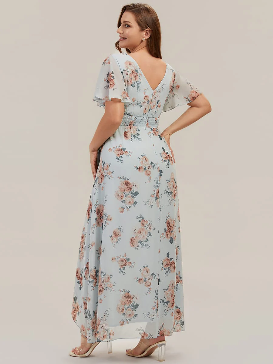 Floral Print and Flutter Sleeves Dress - Image 8