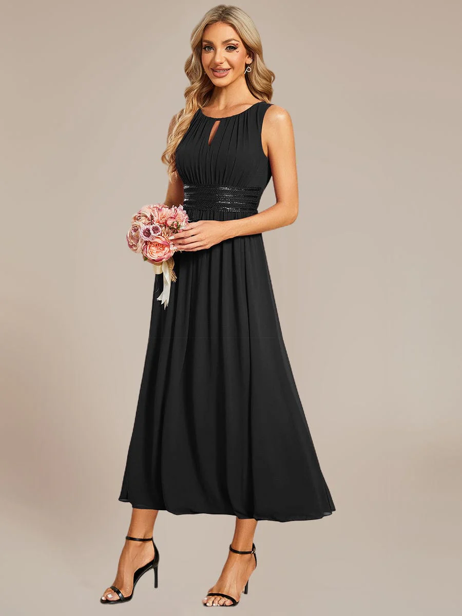ever LIORAEL|Ruched Chiffon Midi Bridesmaid Dress - Image 14