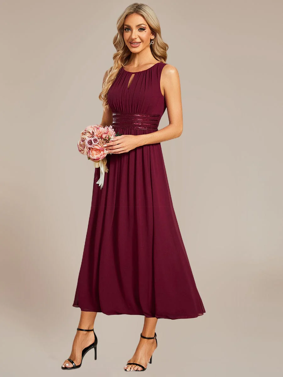 ever LIORAEL|Ruched Chiffon Midi Bridesmaid Dress - Image 3
