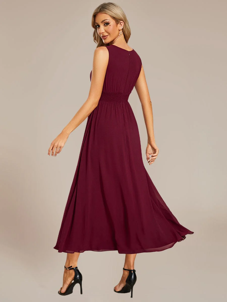 ever LIORAEL|Ruched Chiffon Midi Bridesmaid Dress - Image 4