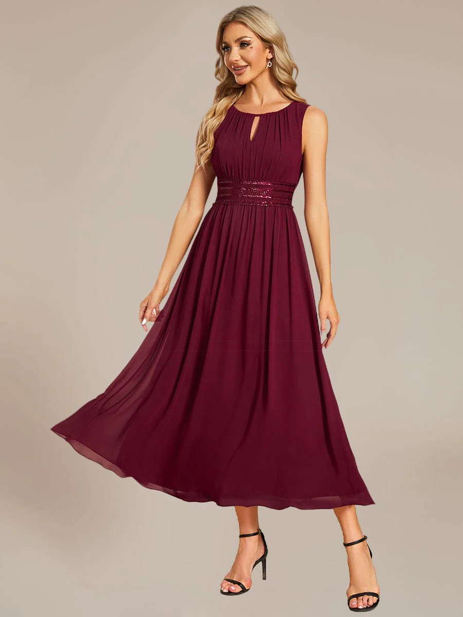 ever LIORAEL|Ruched Chiffon Midi Bridesmaid Dress - Image 5