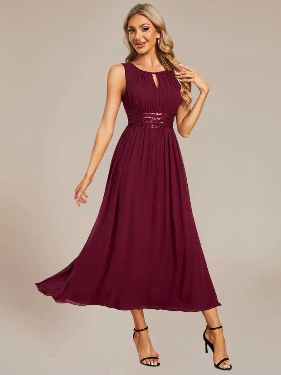ever LIORAEL|Ruched Chiffon Midi Bridesmaid Dress - Image 7