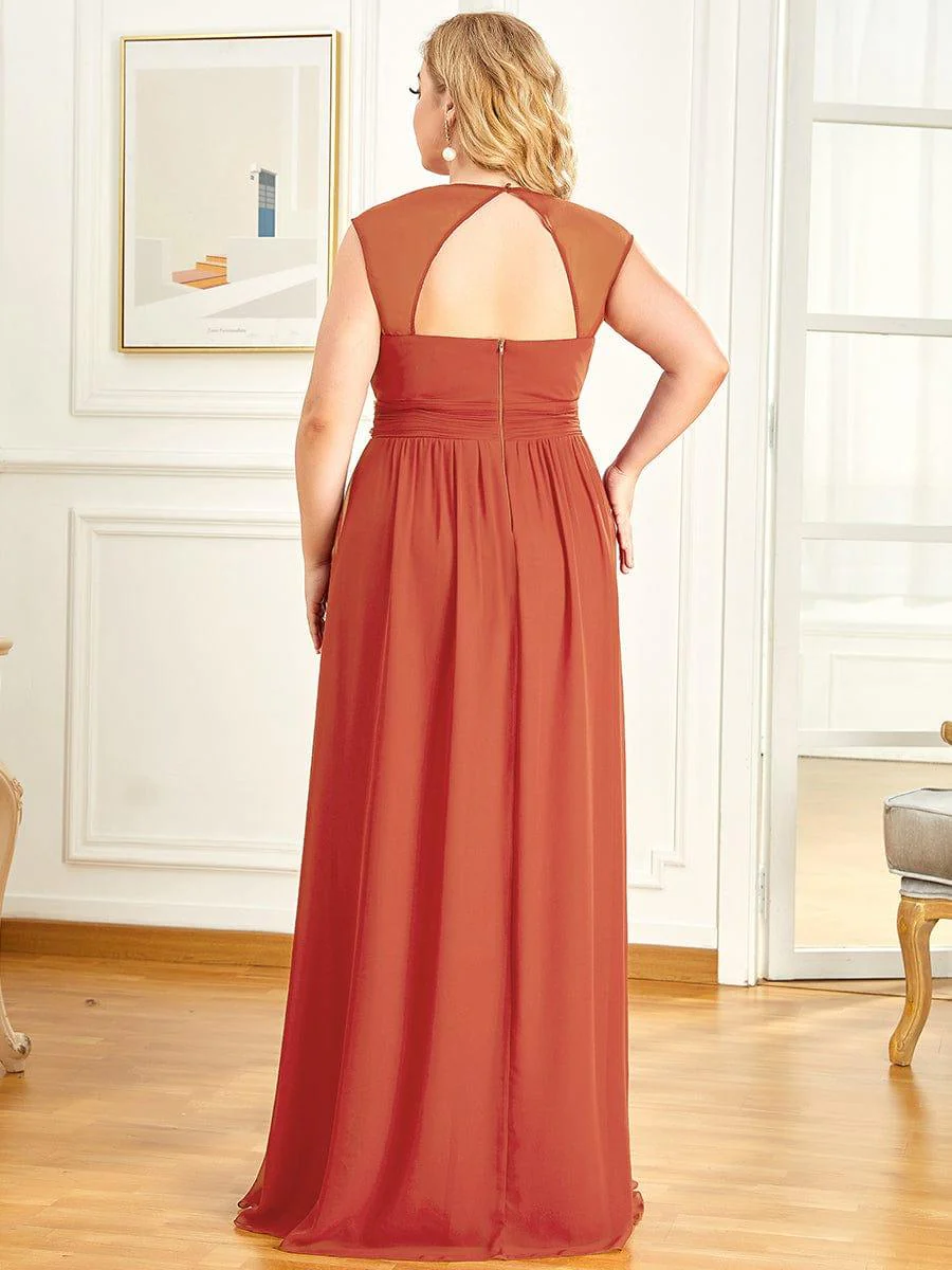 Ruched V-neck Floor Length Elegant Bridesmaid Dress - Image 19