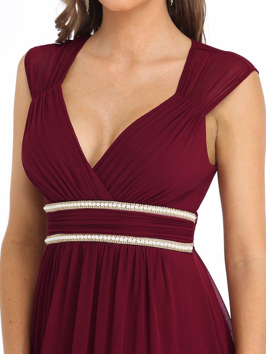 Ruched V-neck Floor Length Elegant Bridesmaid Dress - Image 25