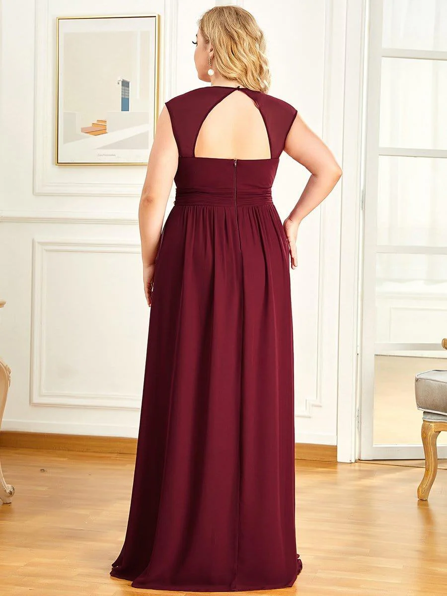 Ruched V-neck Floor Length Elegant Bridesmaid Dress - Image 27