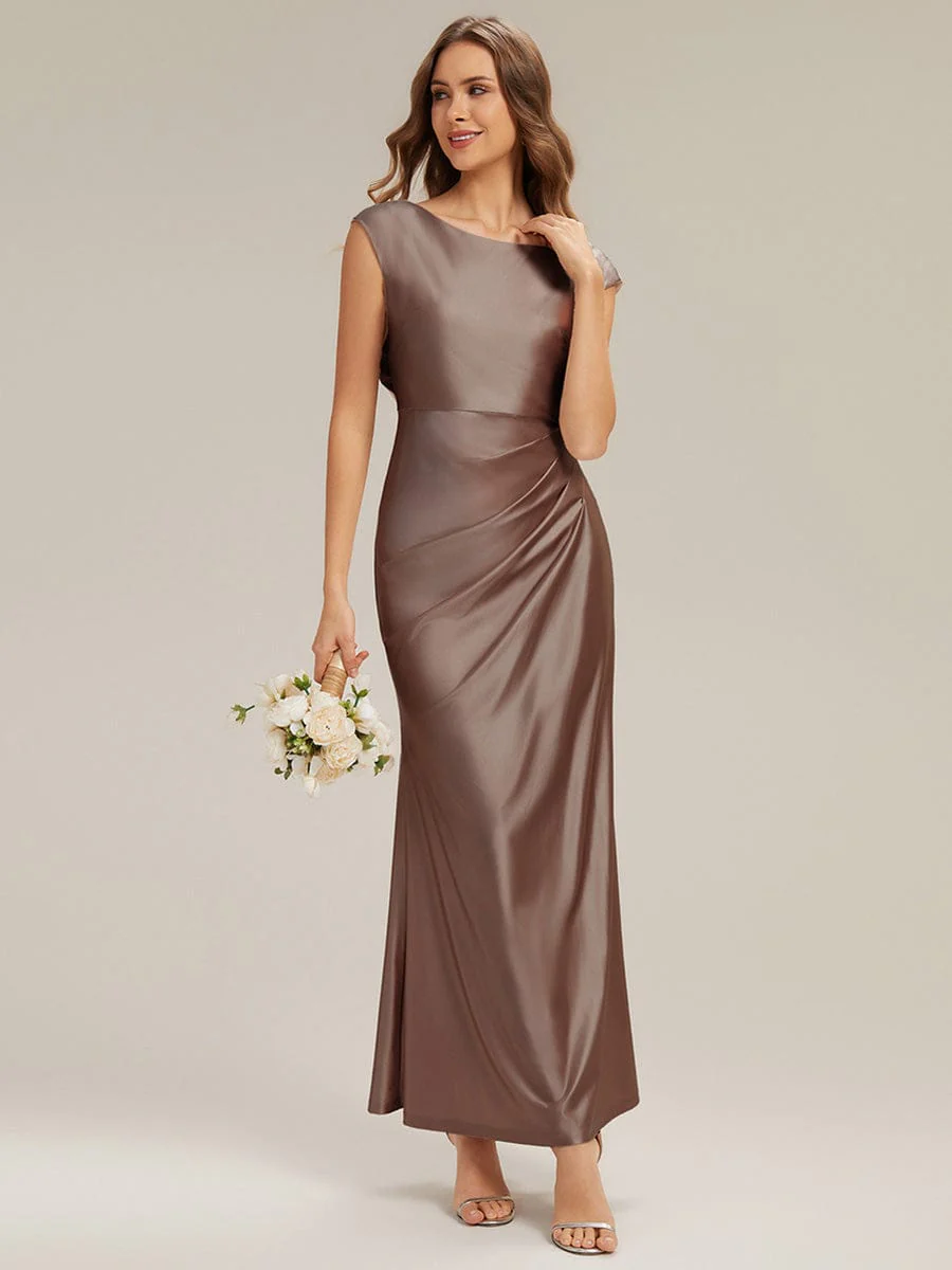 Satin Cap Sleeve A-Line Dress - Image 7
