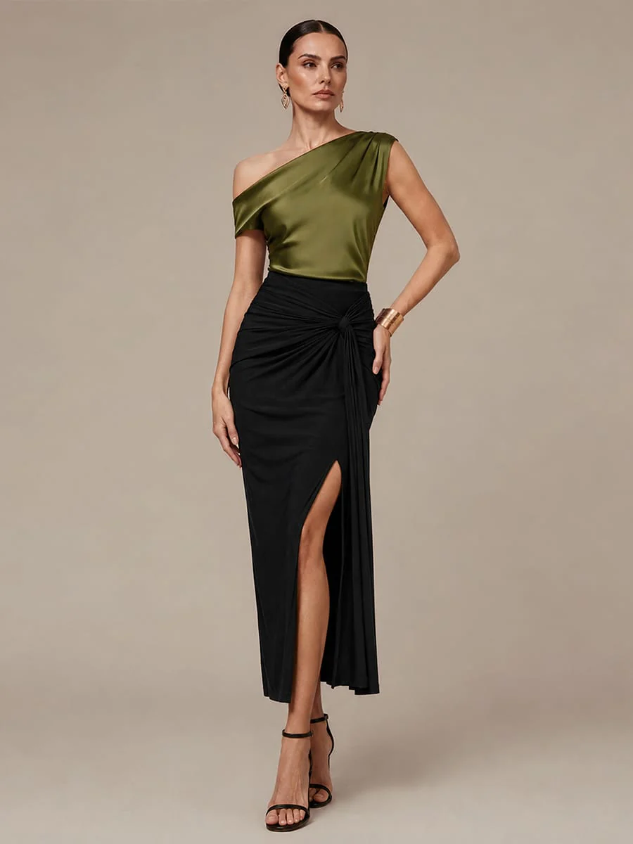 Satin Off-the-shoulder Sleeve Top - Image 5