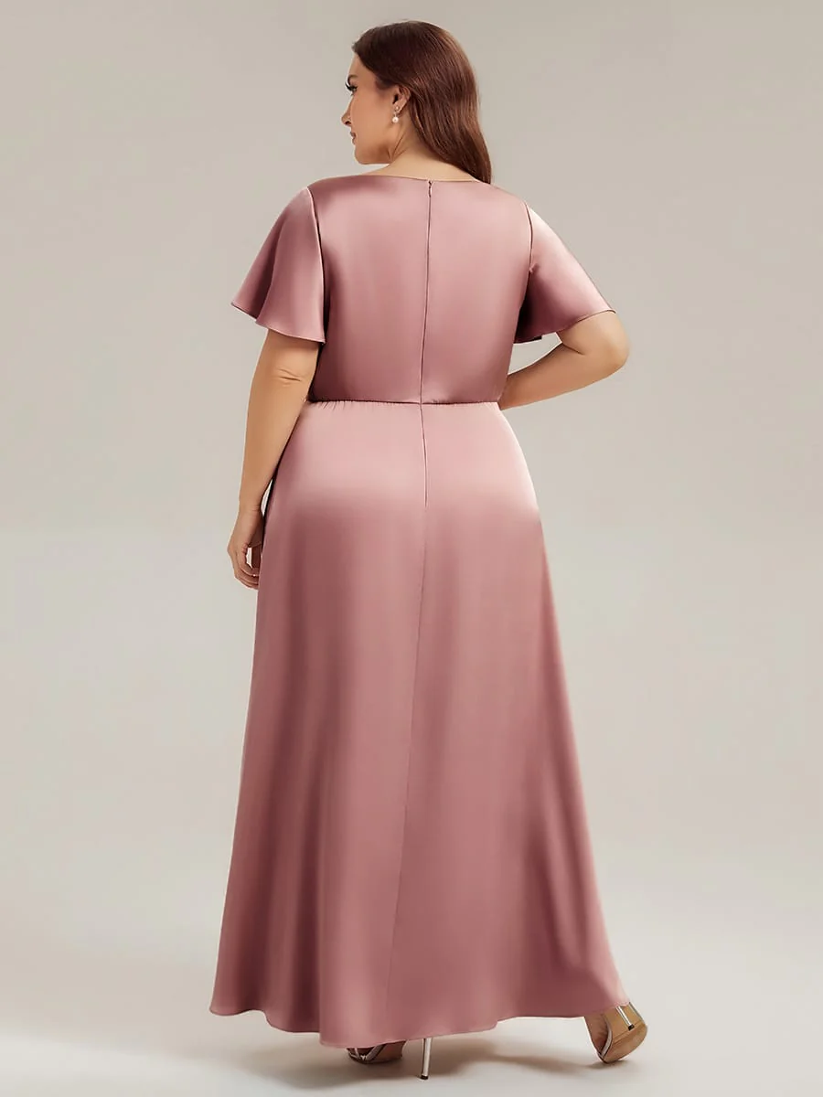 Satin Ruffle Sleeve A-Line Dress - Image 7