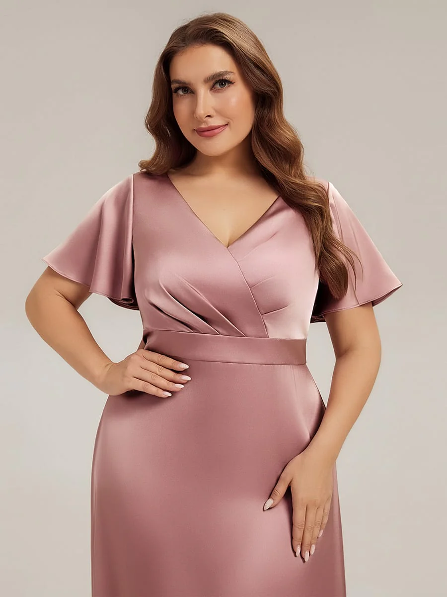 Satin Ruffle Sleeve A-Line Dress - Image 8