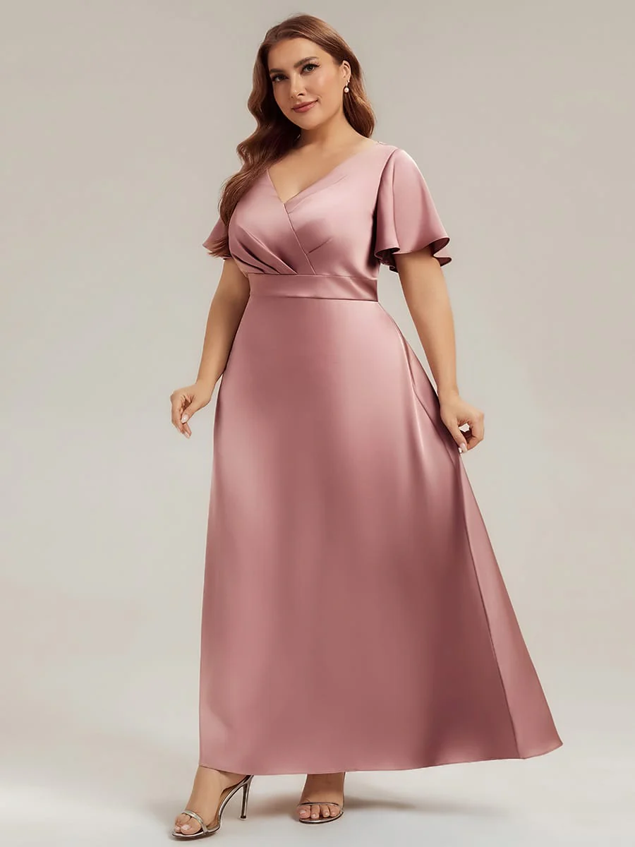 Satin Ruffle Sleeve A-Line Dress - Image 9