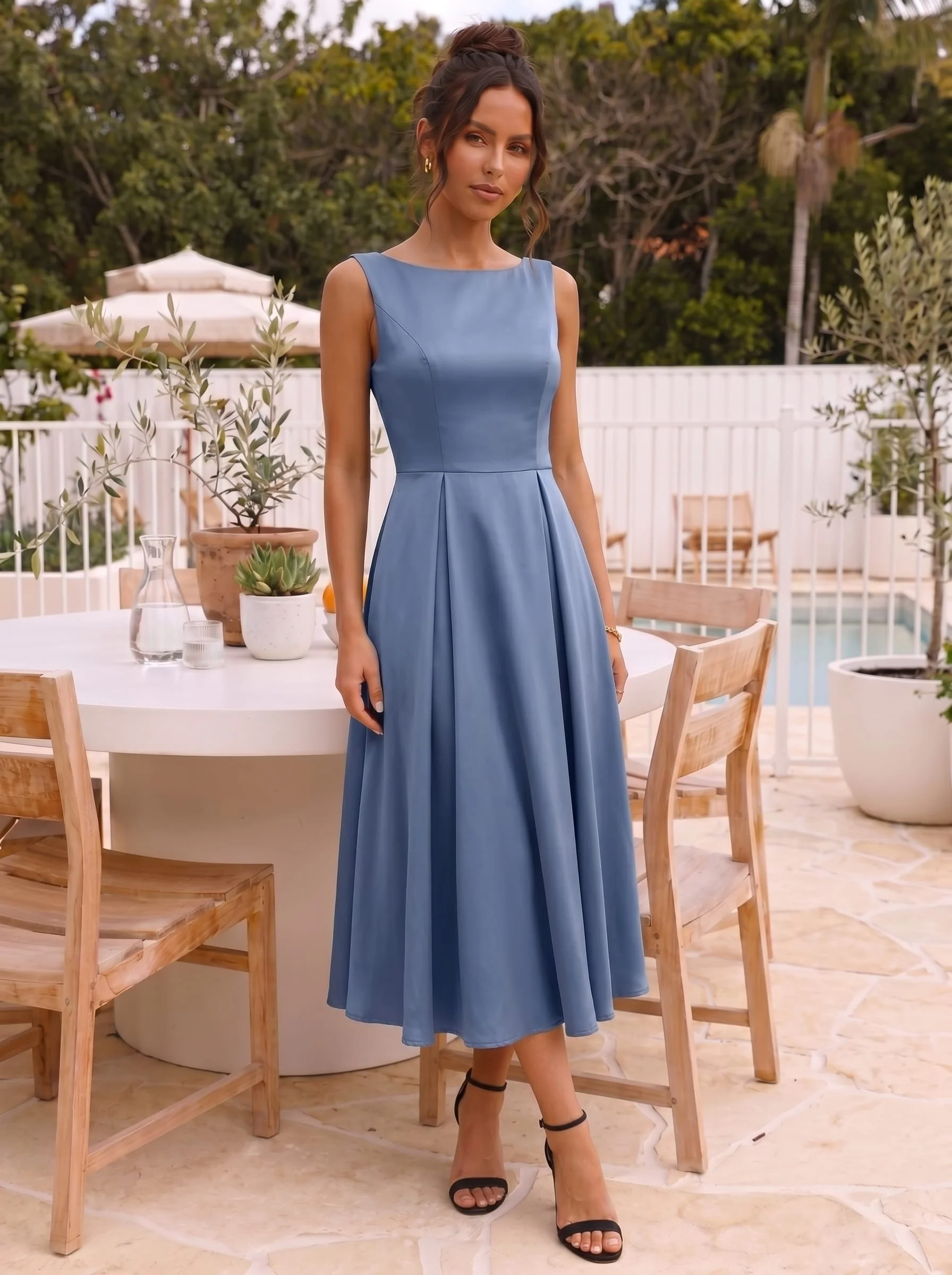 Satin Sleeveless Ball-Gown Dress - Image 18