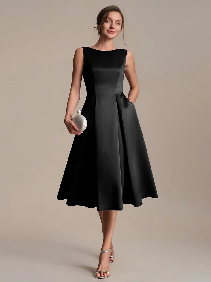 Satin Sleeveless Ball-Gown Dress - Image 4