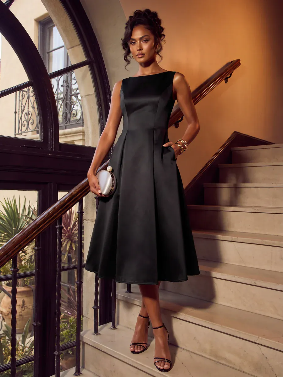 Satin Sleeveless Ball-Gown Dress - Image 6