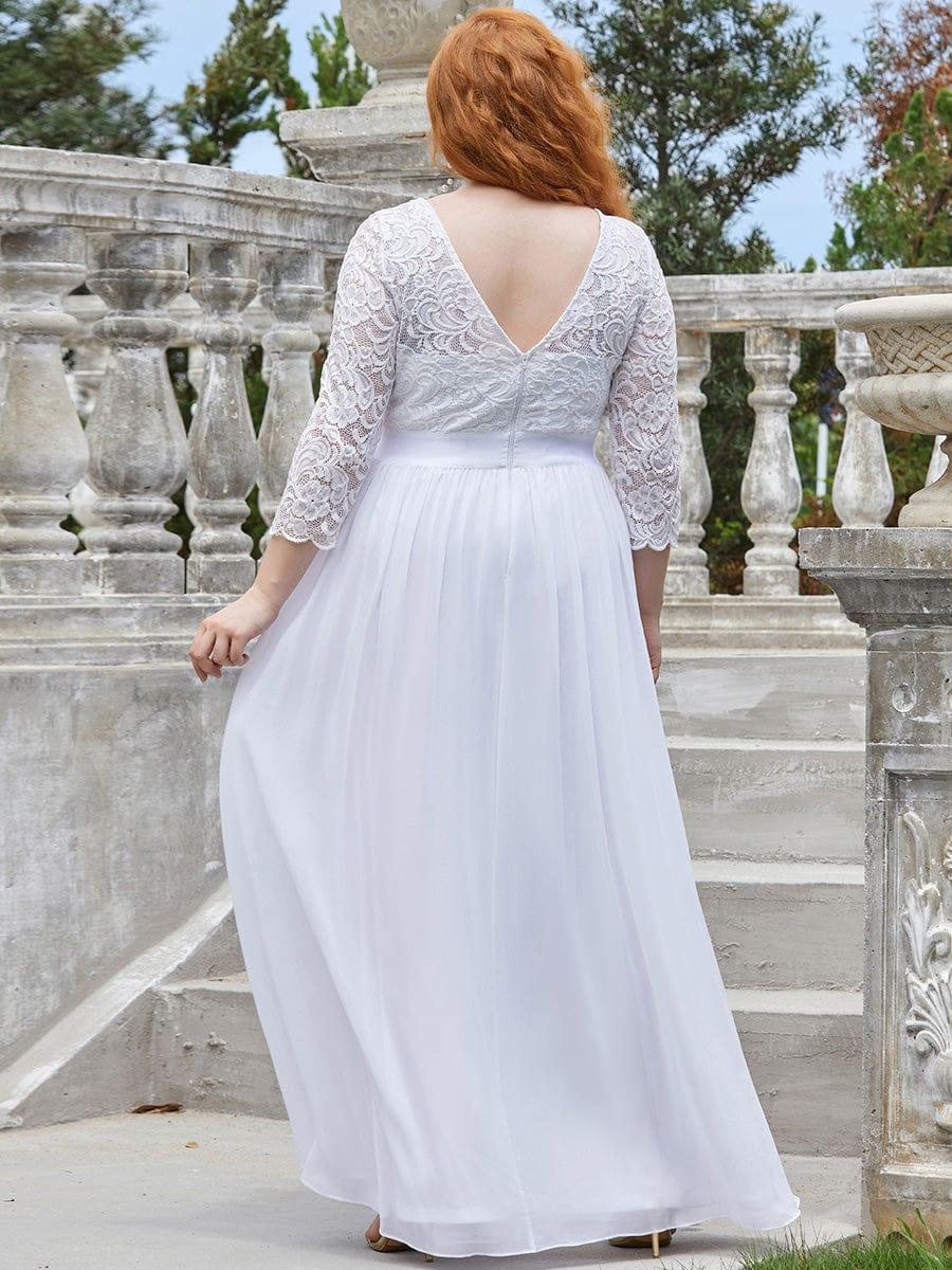 ever FAUN|See-Through Floor Length Lace Bridesmaid Dress with Half Sleeve - Image 16