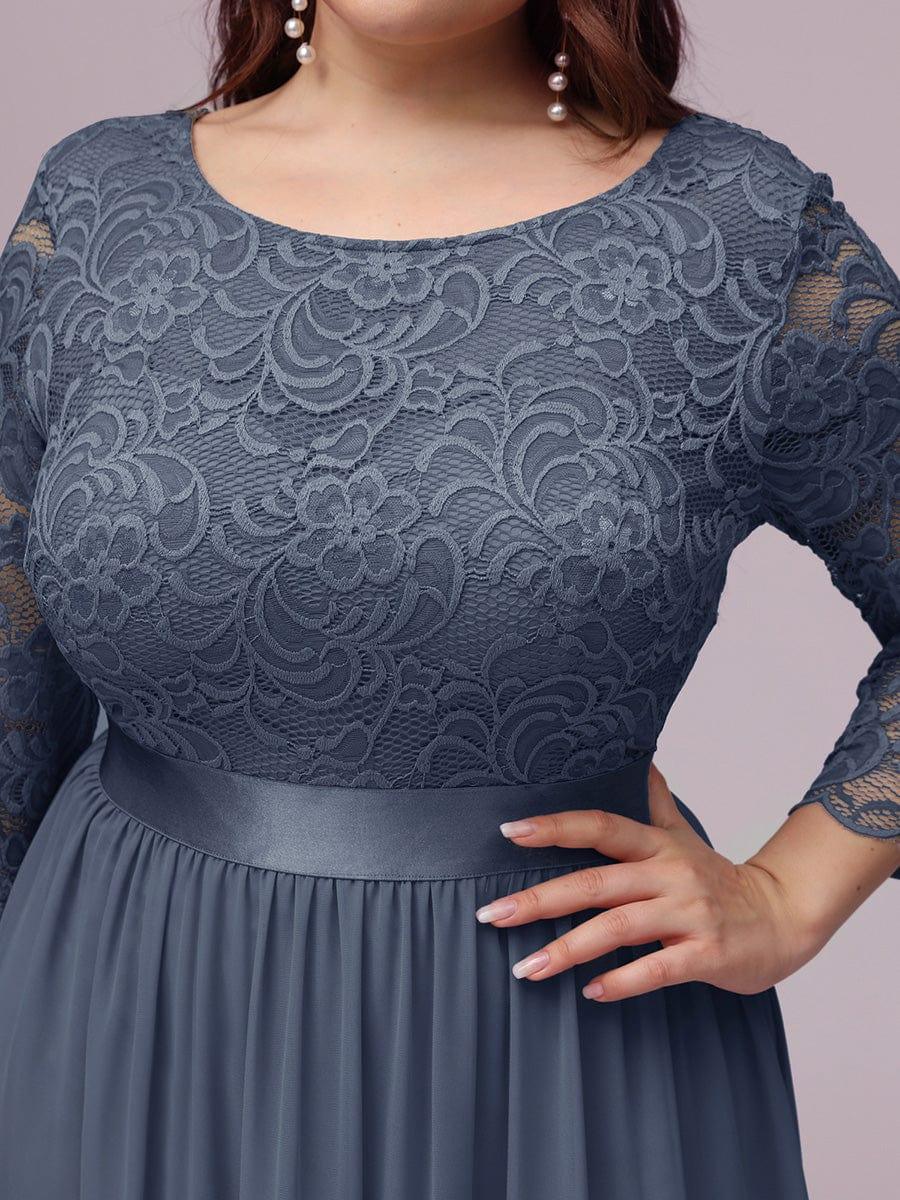 ever FAUN|See-Through Floor Length Lace Bridesmaid Dress with Half Sleeve - Image 42