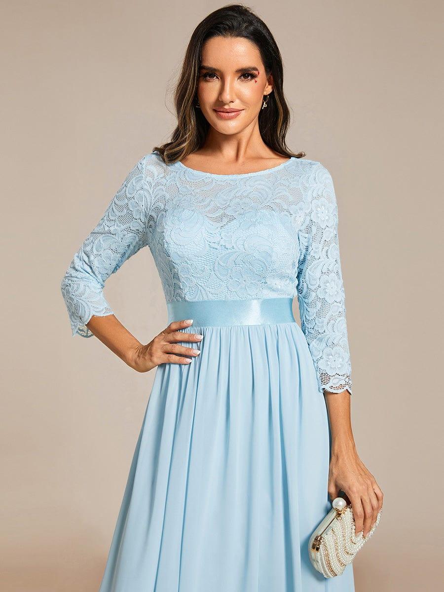 ever FAUN|See-Through Floor Length Lace Bridesmaid Dress with Half Sleeve - Image 44