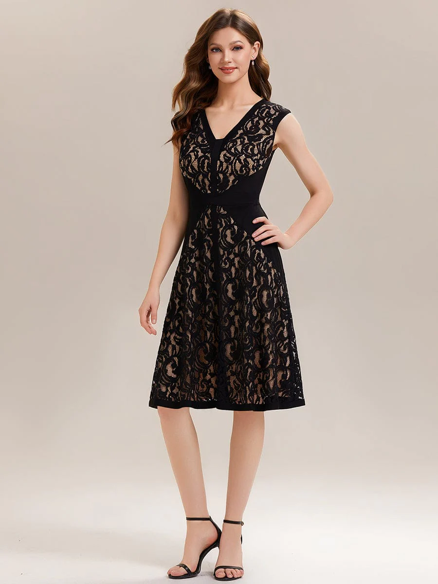 ever TOVE|See-through Lace Cap Sleeve Dress