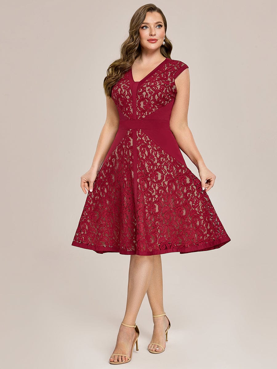 ever TOVE|See-through Lace Cap Sleeve Dress - Image 14