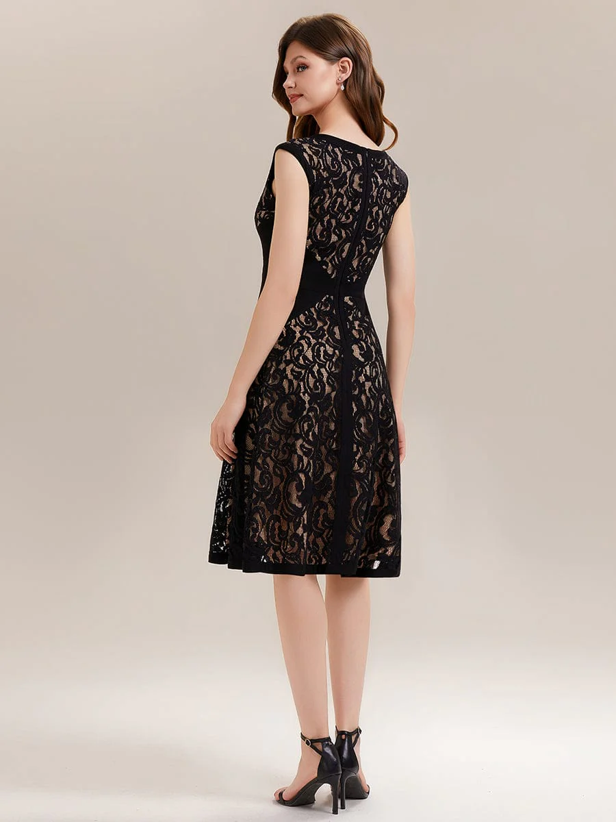 ever TOVE|See-through Lace Cap Sleeve Dress - Image 2