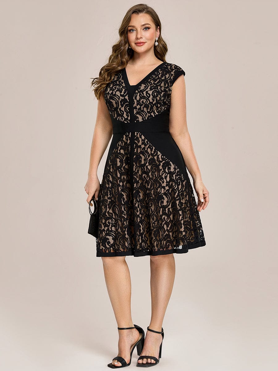 ever TOVE|See-through Lace Cap Sleeve Dress - Image 22