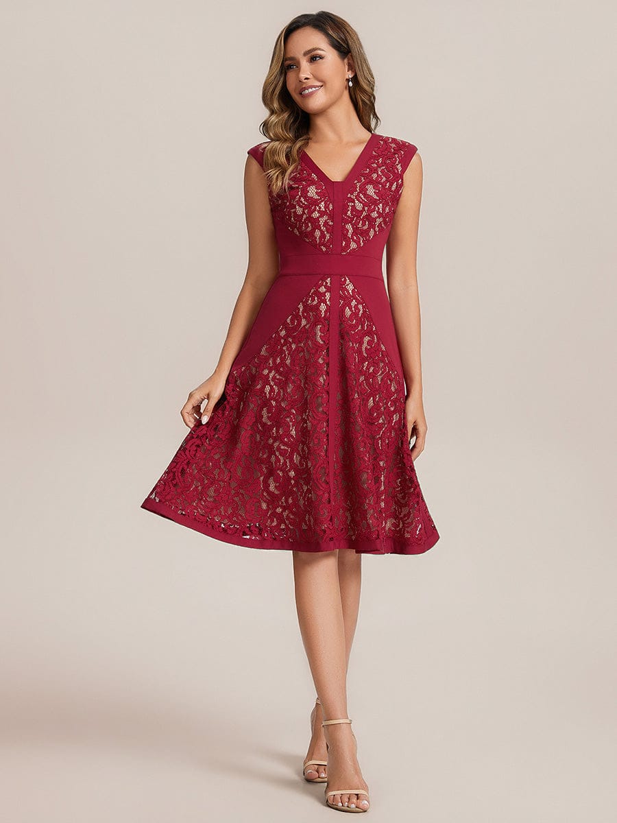 ever TOVE|See-through Lace Cap Sleeve Dress - Image 33