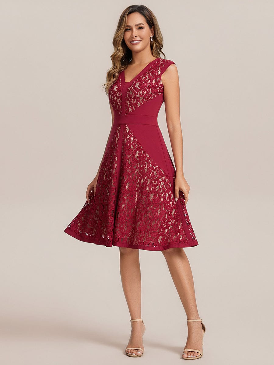 ever TOVE|See-through Lace Cap Sleeve Dress - Image 9