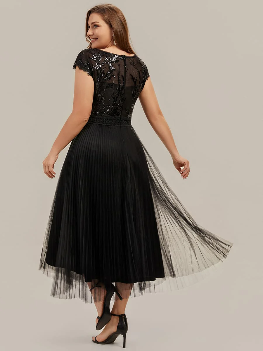 See-through Sequin Cap Sleeve Dress - Image 10