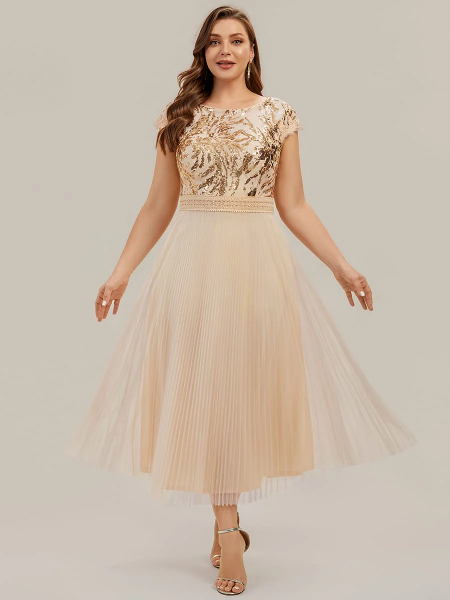 See-through Sequin Cap Sleeve Dress - Image 13