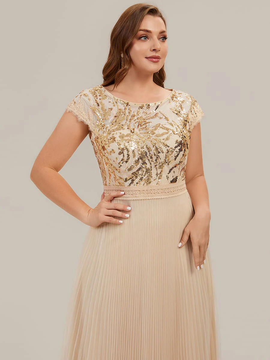 See-through Sequin Cap Sleeve Dress - Image 22