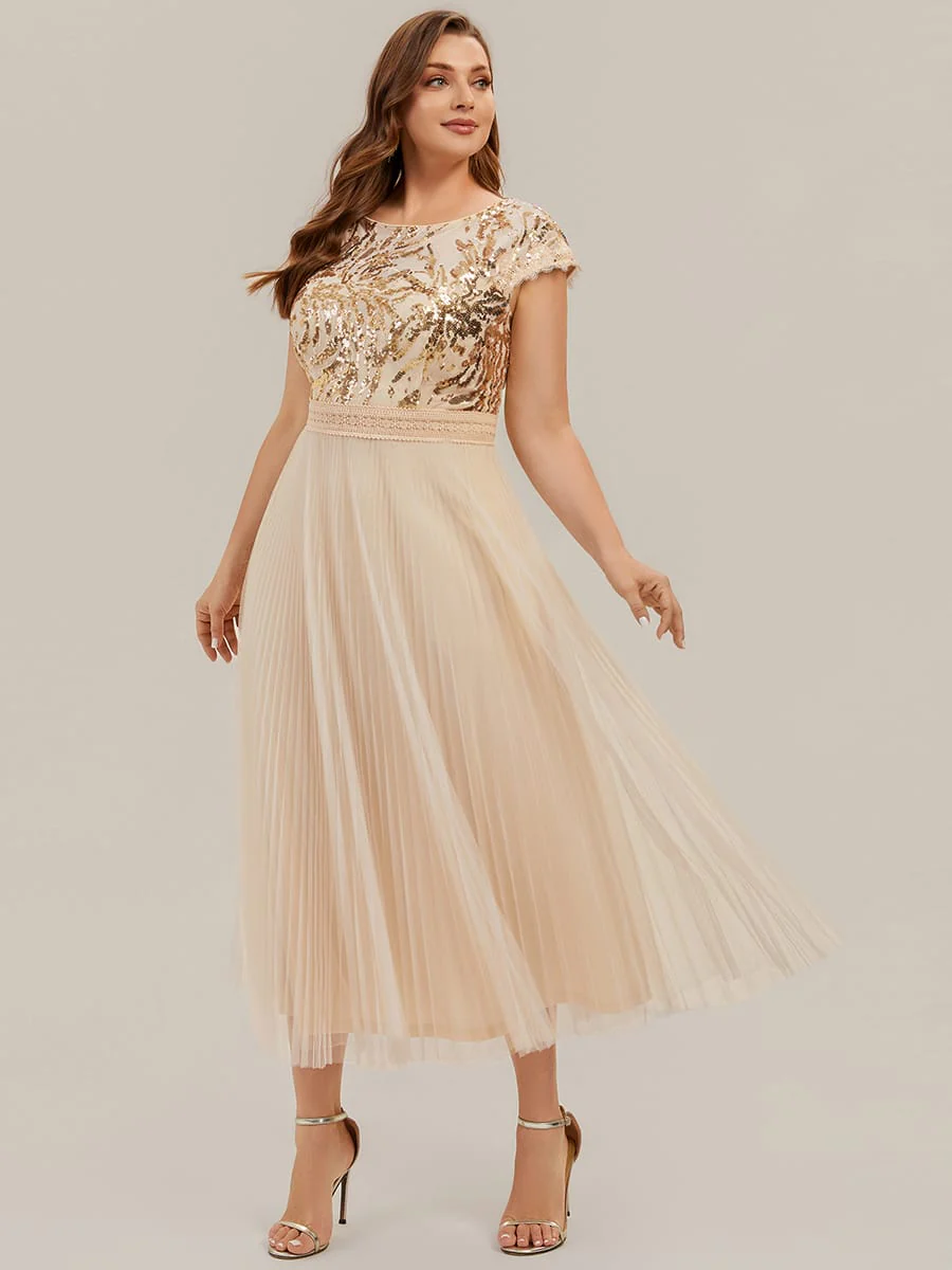 See-through Sequin Cap Sleeve Dress - Image 23