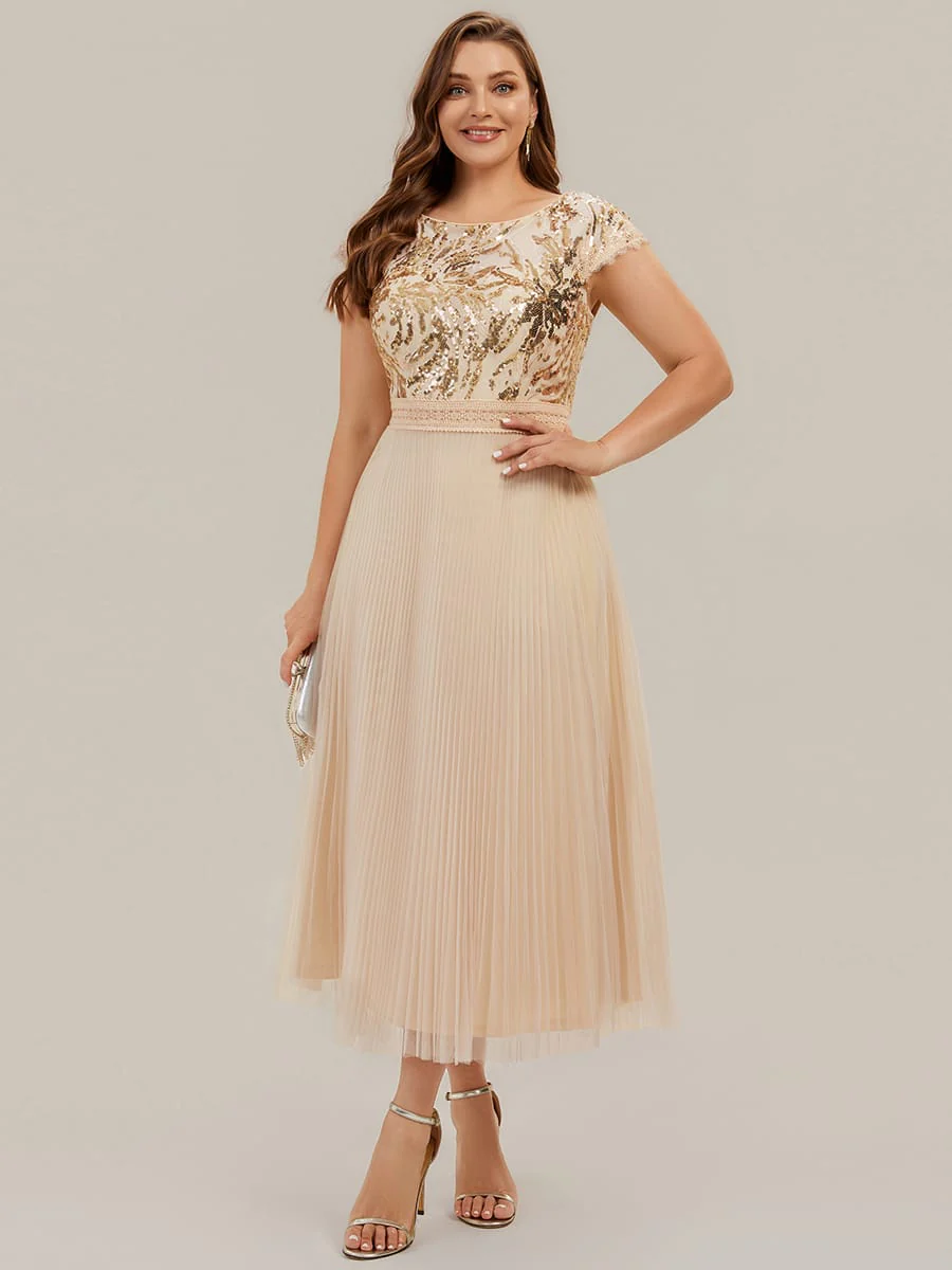 See-through Sequin Cap Sleeve Dress - Image 24