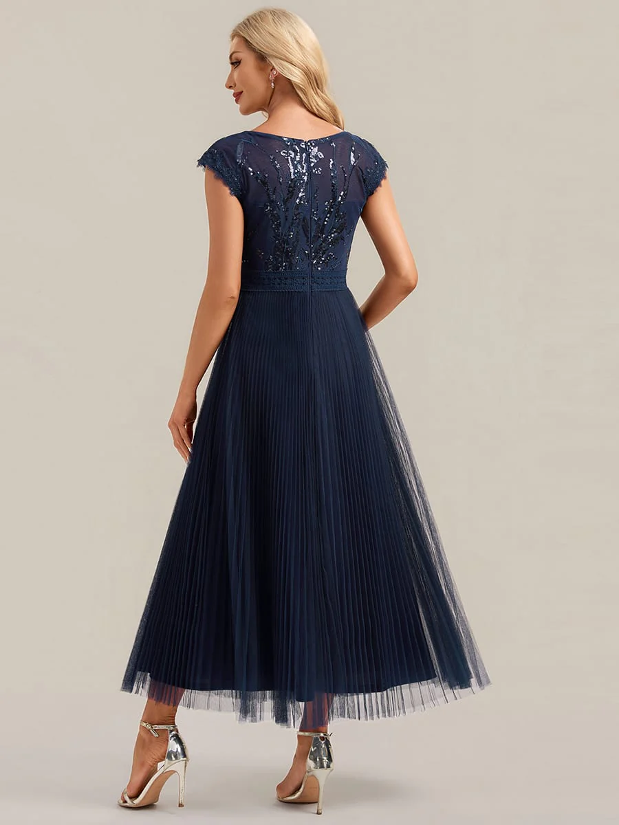 See-through Sequin Cap Sleeve Dress - Image 27