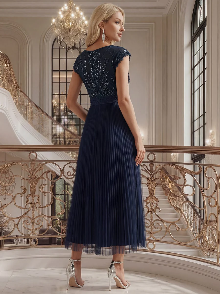 See-through Sequin Cap Sleeve Dress - Image 32