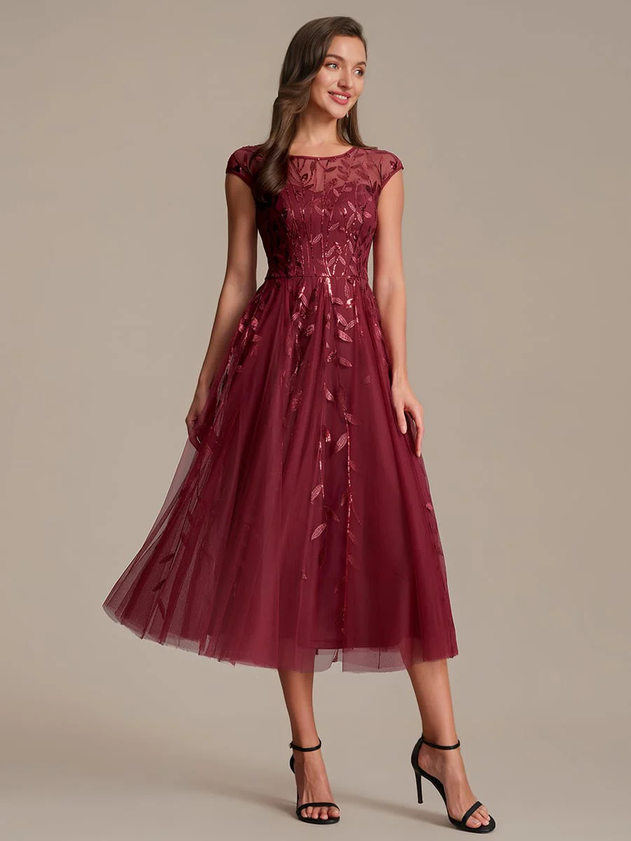 Elegant Sequin Cap Sleeve Dress - Image 11