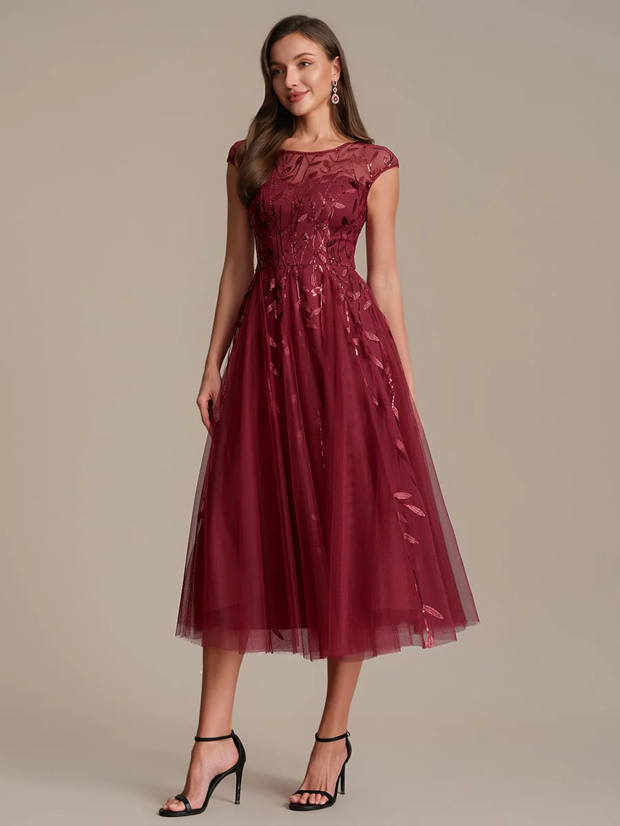 Elegant Sequin Cap Sleeve Dress - Image 12