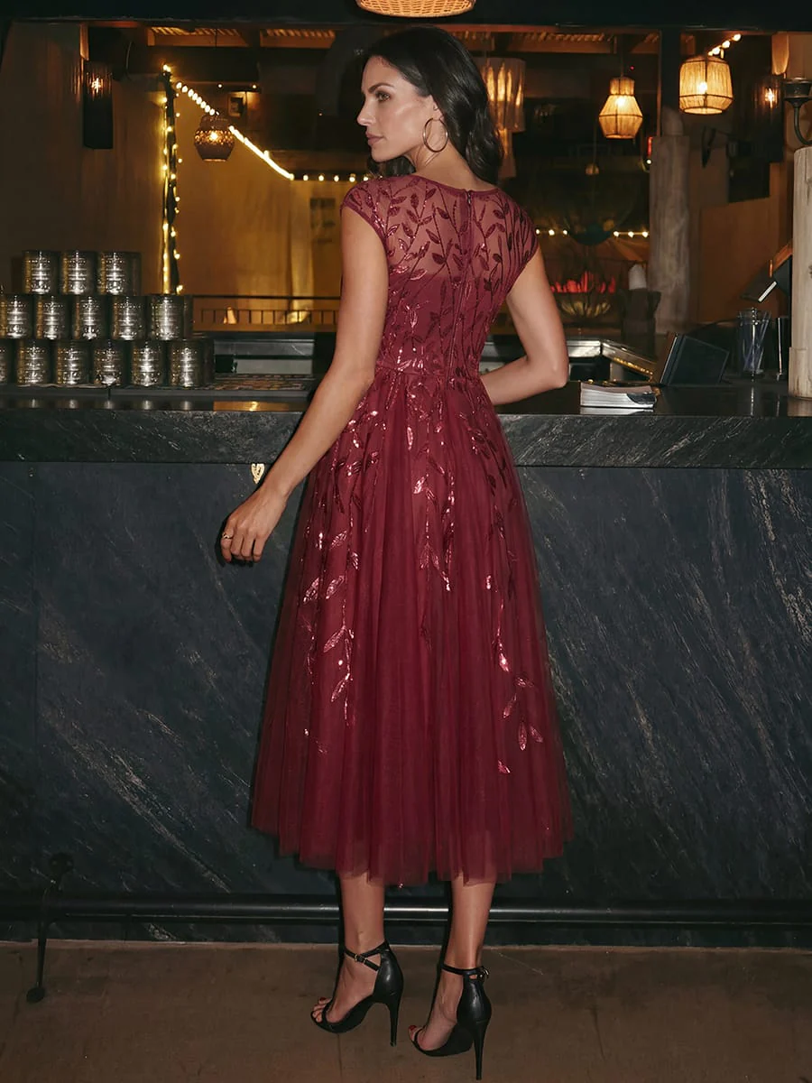 Elegant Sequin Cap Sleeve Dress - Image 17
