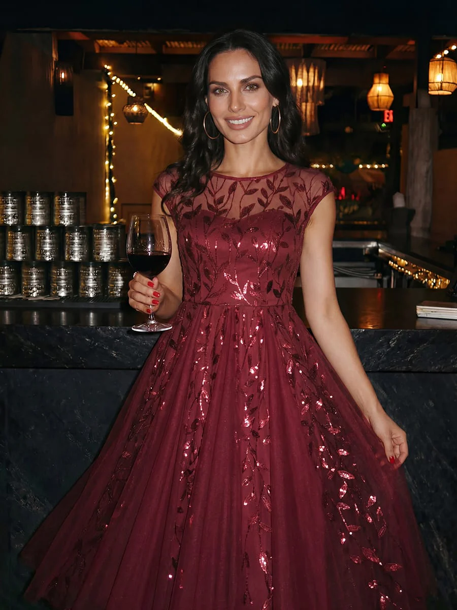 Elegant Sequin Cap Sleeve Dress - Image 18