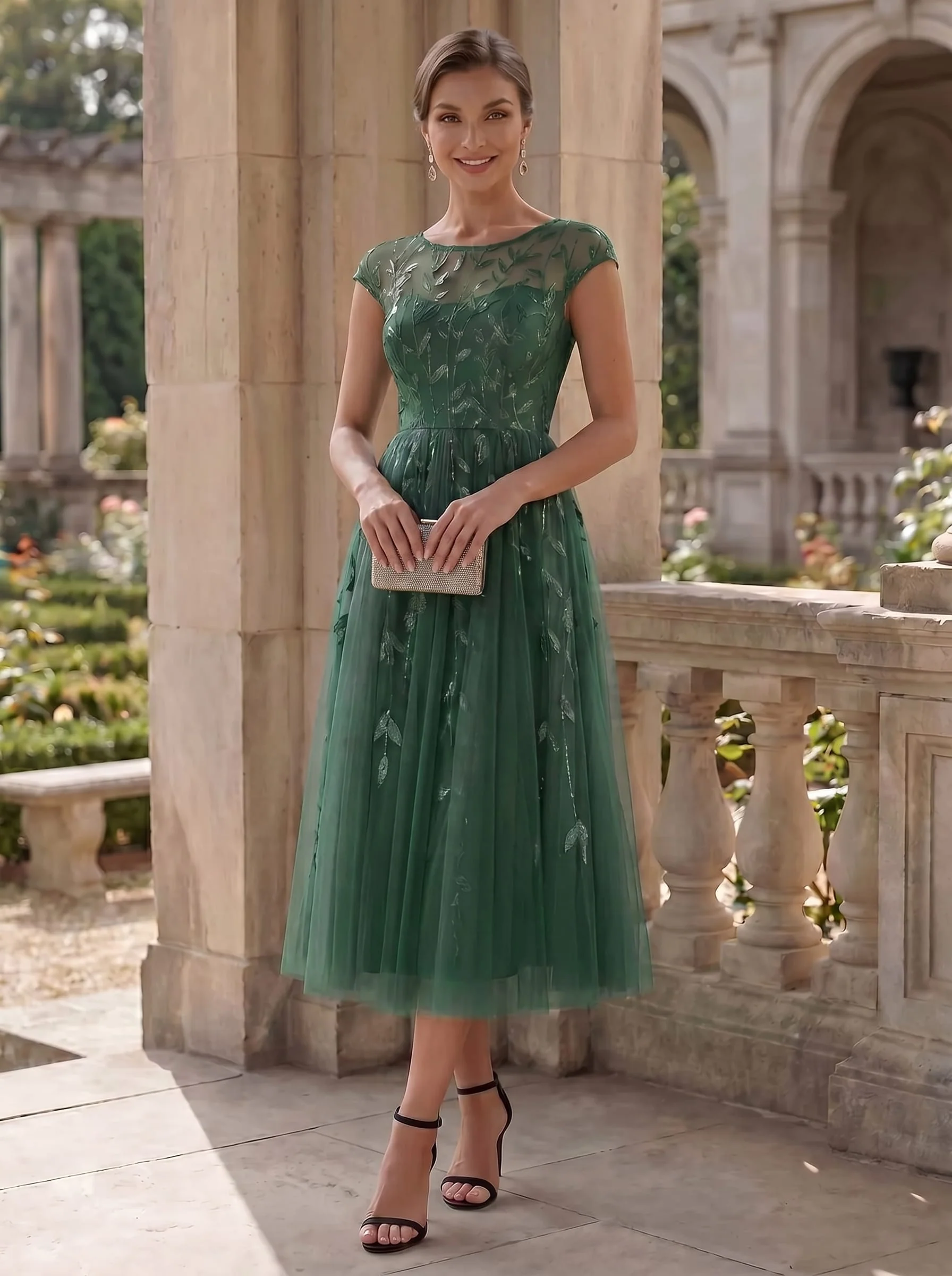 Elegant Sequin Cap Sleeve Dress - Image 19