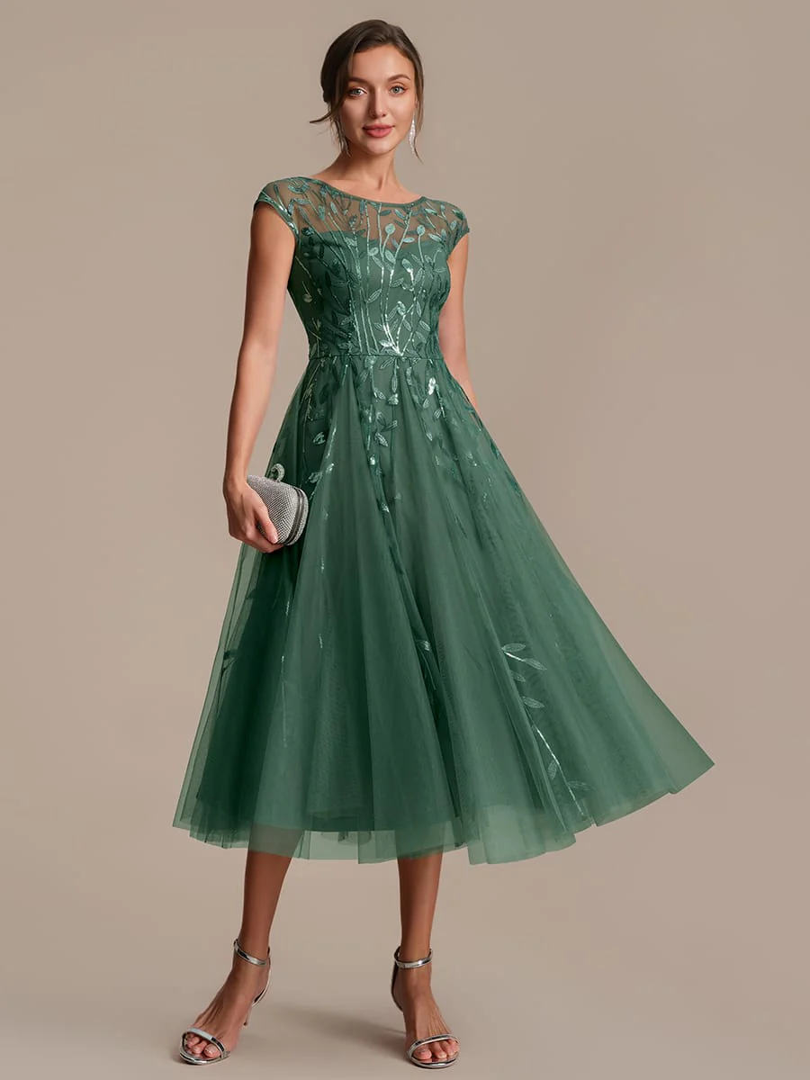 Elegant Sequin Cap Sleeve Dress - Image 21