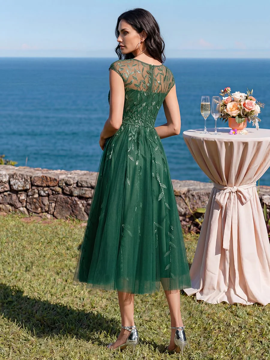 Elegant Sequin Cap Sleeve Dress - Image 24
