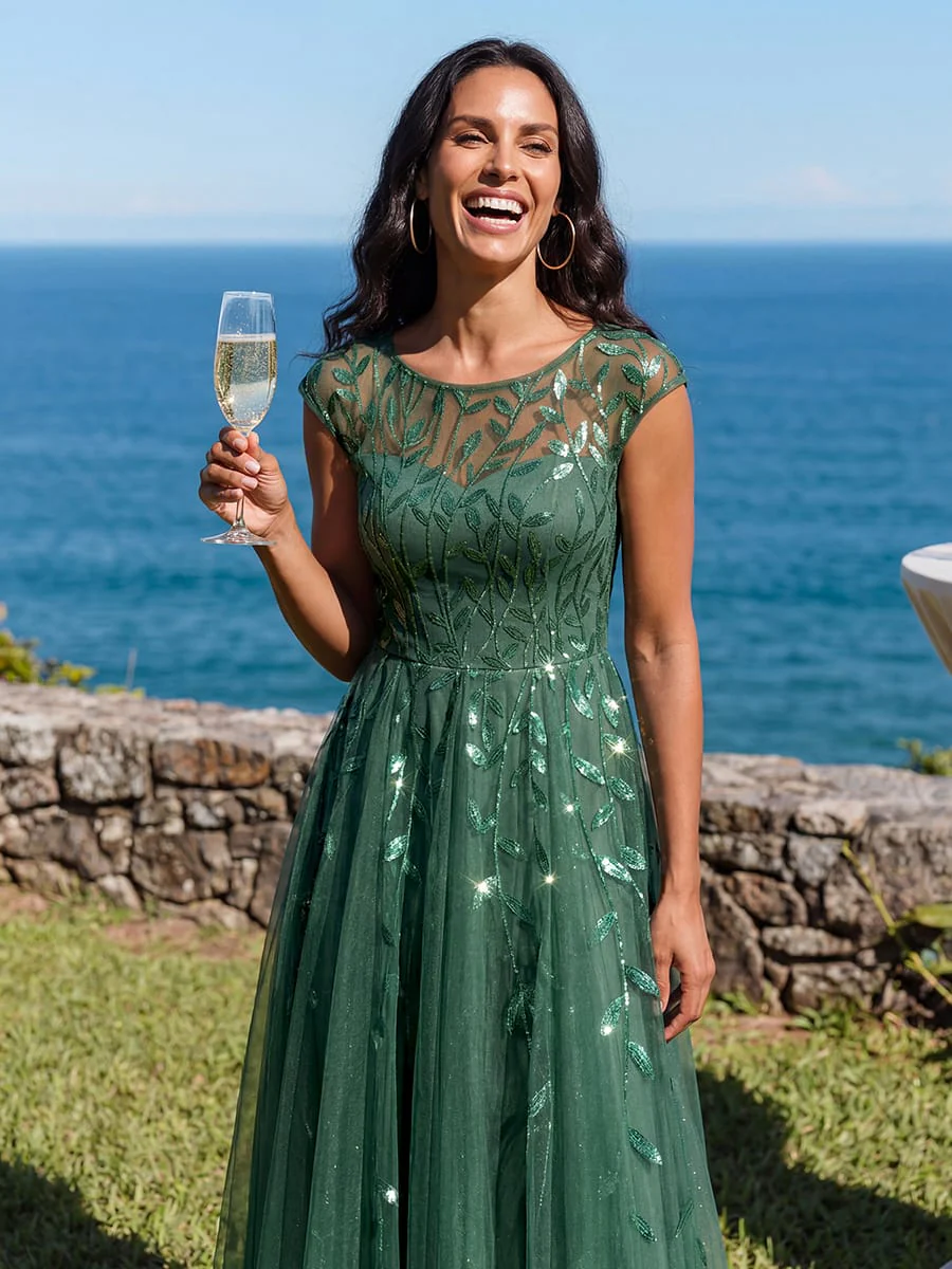 Elegant Sequin Cap Sleeve Dress - Image 25