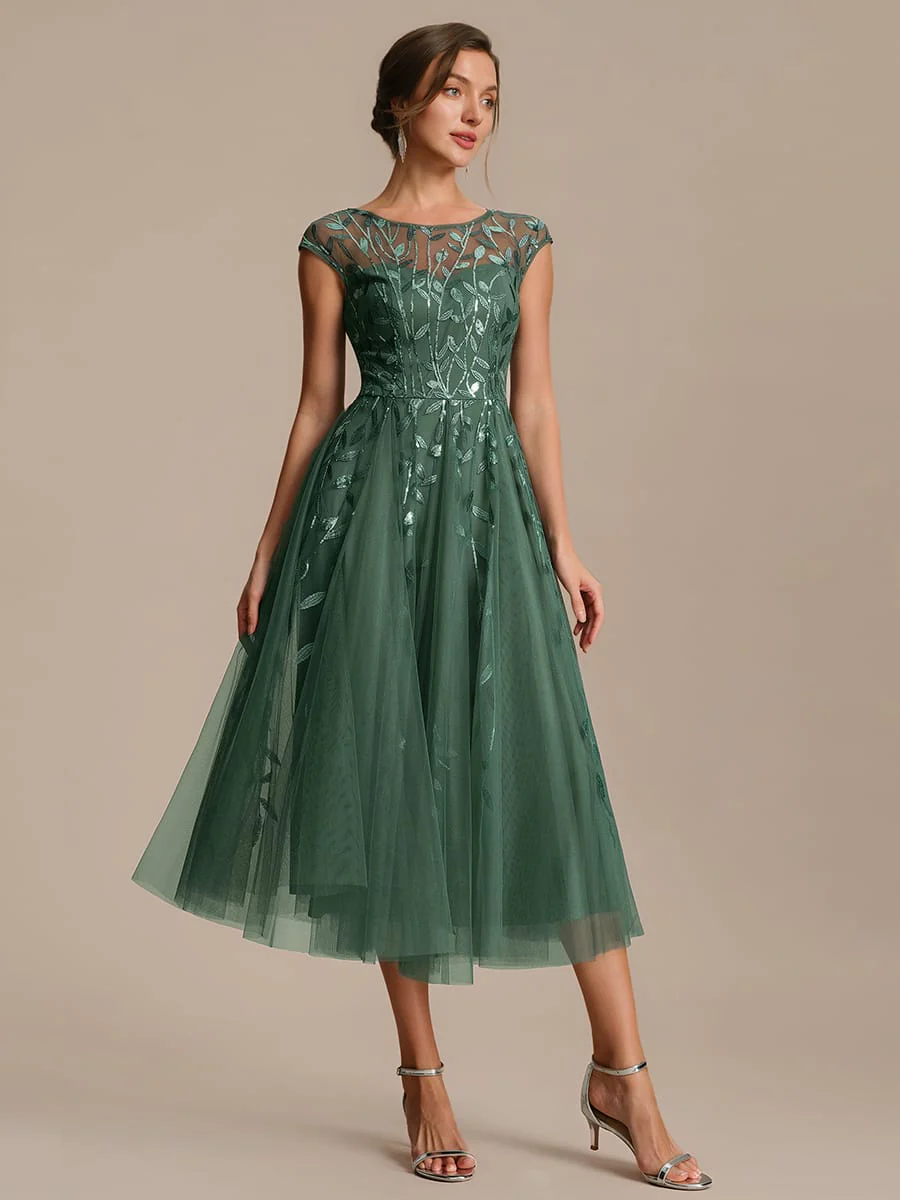 Elegant Sequin Cap Sleeve Dress - Image 27