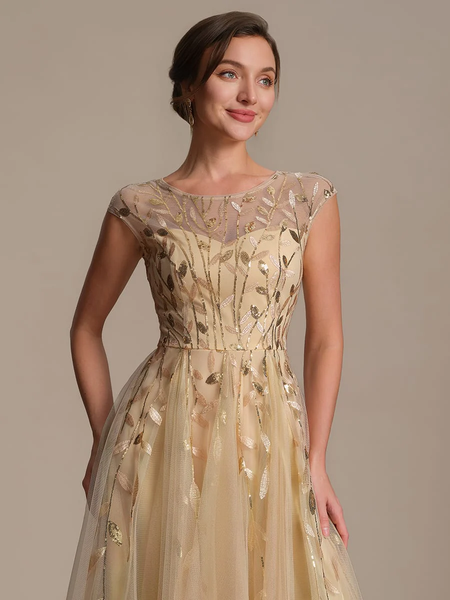 Elegant Sequin Cap Sleeve Dress - Image 31