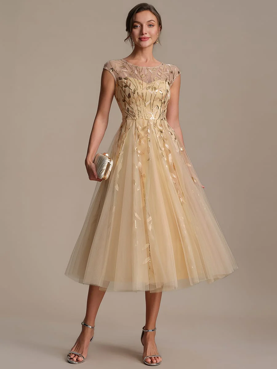 Elegant Sequin Cap Sleeve Dress - Image 32