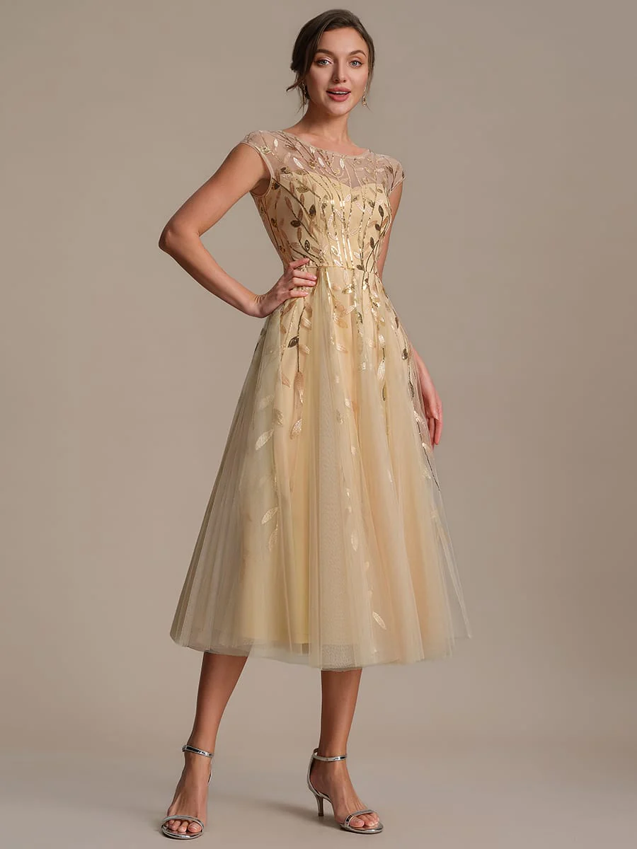 Elegant Sequin Cap Sleeve Dress - Image 33