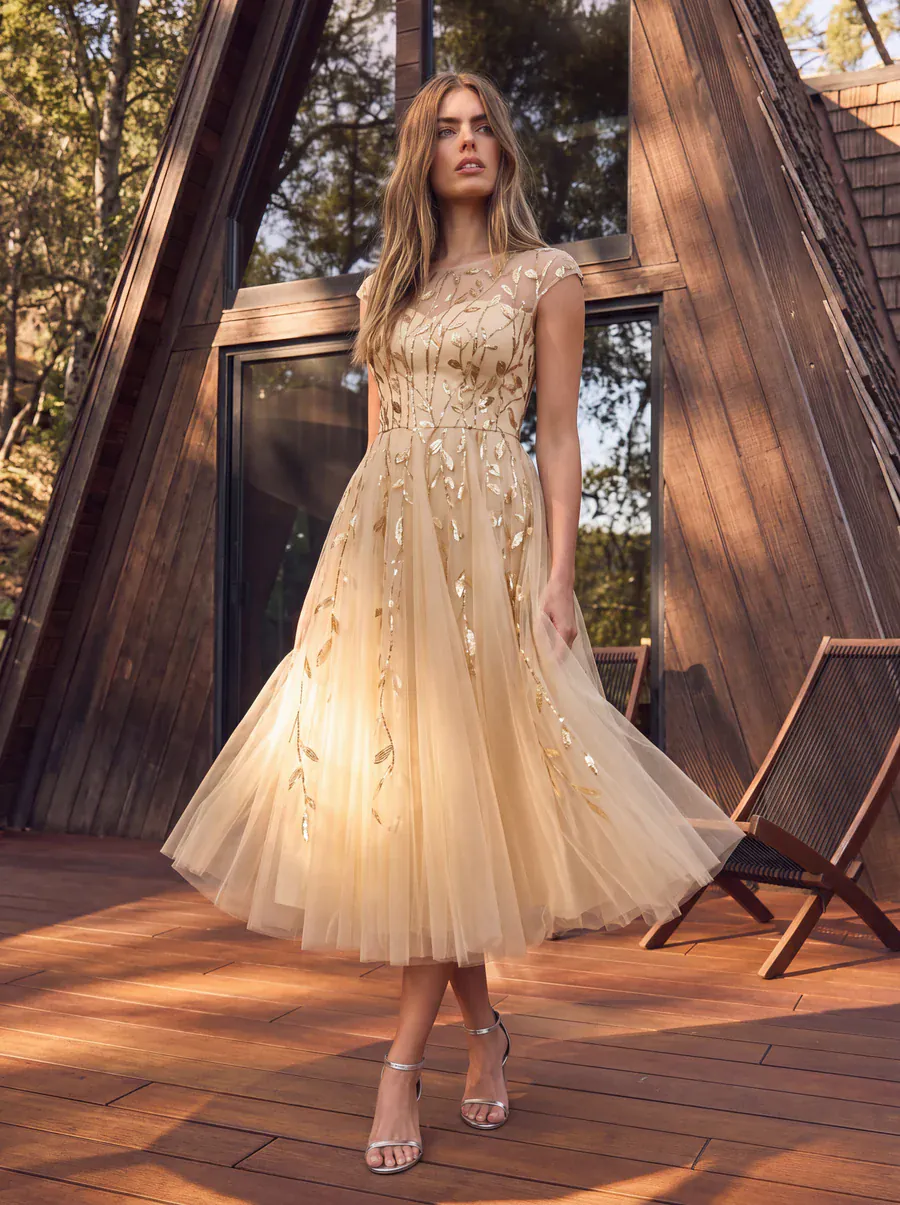 Elegant Sequin Cap Sleeve Dress - Image 4