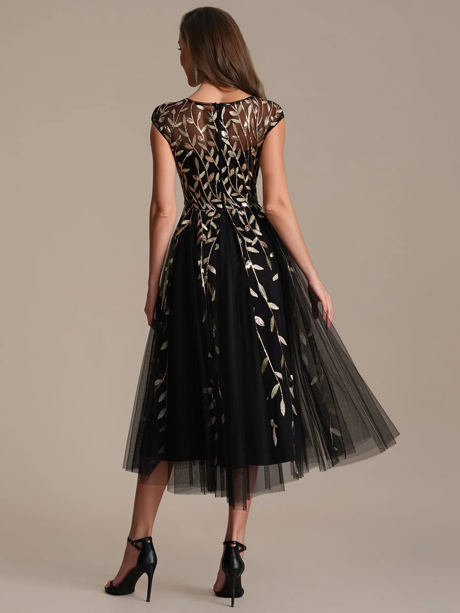 Elegant Sequin Cap Sleeve Dress - Image 48