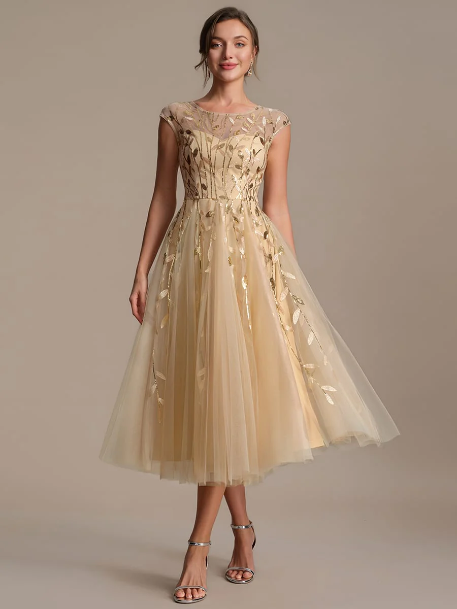Elegant Sequin Cap Sleeve Dress - Image 5