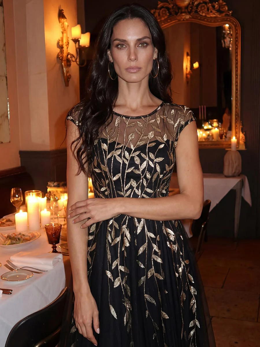 Elegant Sequin Cap Sleeve Dress - Image 55